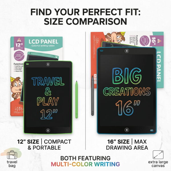 01-size-comparison-optimized Playtronix Colorful LCD Writing Tablet — 12″ & 16″