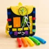 Montessori Busy Board Backpack with 5-Piece Sensory Tube Pack