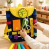 Montessori Busy Board Backpack with 5-Piece Sensory Tube Pack