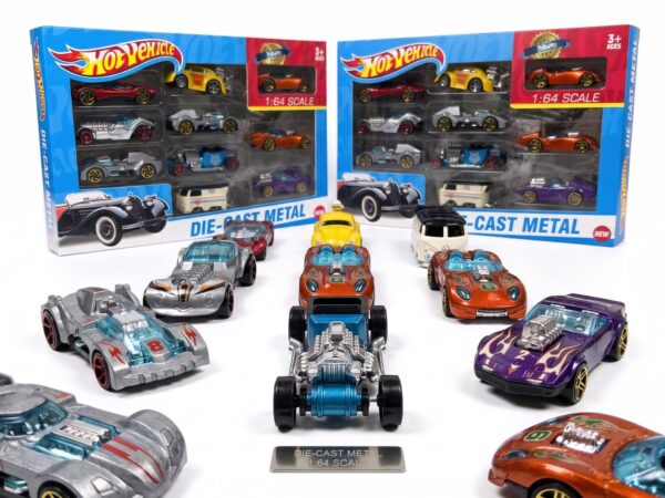 04-hot-vehicle-product-display Hot Vehicle 10-Piece Die-Cast Metal Car Set – 1:64 Scale, Ages 3+