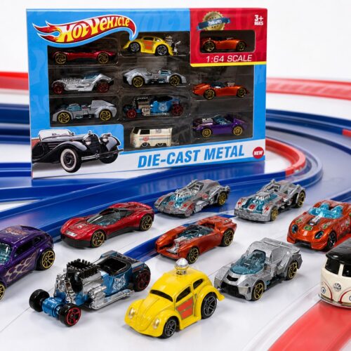 Hot Vehicle 10-Piece Die-Cast Metal Car Set – 1:64 Scale, Ages 3+