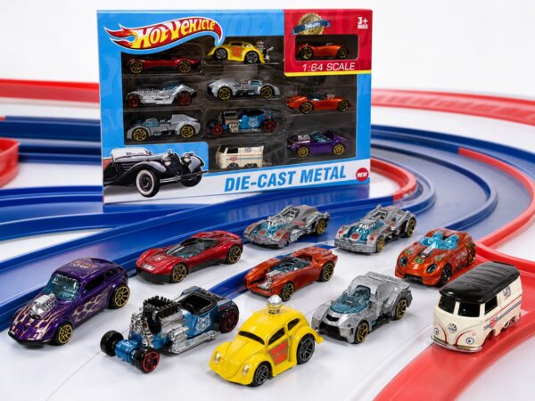06-marketing-race-track-hero Hot Vehicle 10-Piece Die-Cast Metal Car Set – 1:64 Scale, Ages 3+