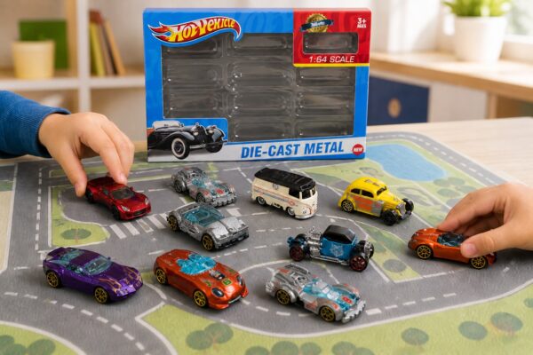 08-marketing-playtime-lifestyle Hot Vehicle 10-Piece Die-Cast Metal Car Set – 1:64 Scale, Ages 3+