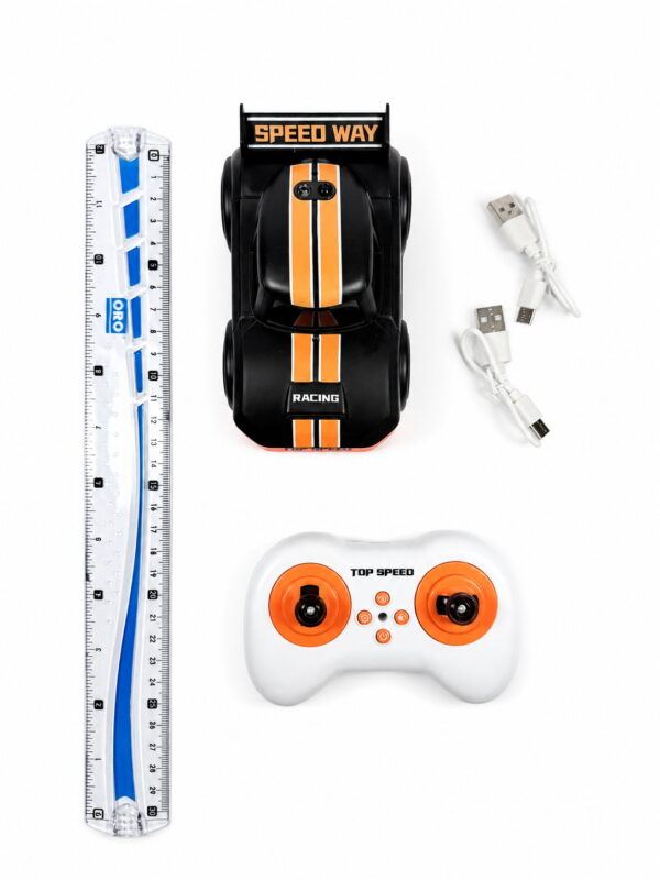 Mini Induction RC Racing Car – Remote Control, Follow & Escape Modes (Black & Orange)