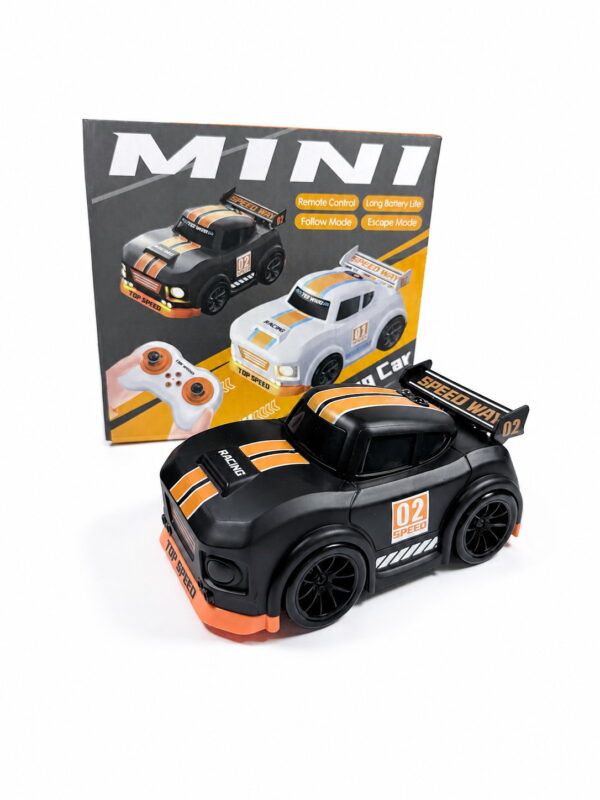 Mini Induction RC Racing Car – Remote Control, Follow & Escape Modes (Black & Orange)