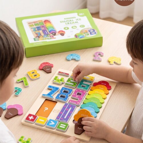 Digital Ice Cream Wooden Number & Math Learning Puzzle – Ages 3+
