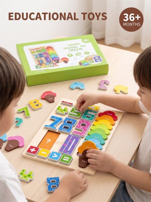Digital Ice Cream Wooden Number & Math Learning Puzzle – Ages 3+