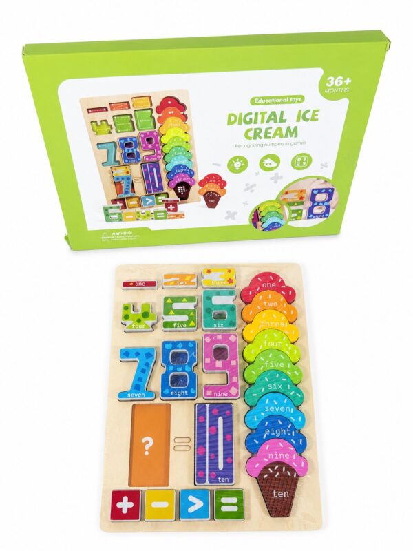 Digital Ice Cream Wooden Number & Math Learning Puzzle – Ages 3+