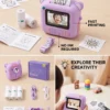 Kids Instant Print Camera – Purple Bear & Dinosaur Basketball Designs (Age 6+)