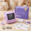 Kids Instant Print Camera – Purple Bear & Dinosaur Basketball Designs (Age 6+)