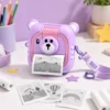 Kids Instant Print Camera – Purple Bear & Dinosaur Basketball Designs (Age 6+)