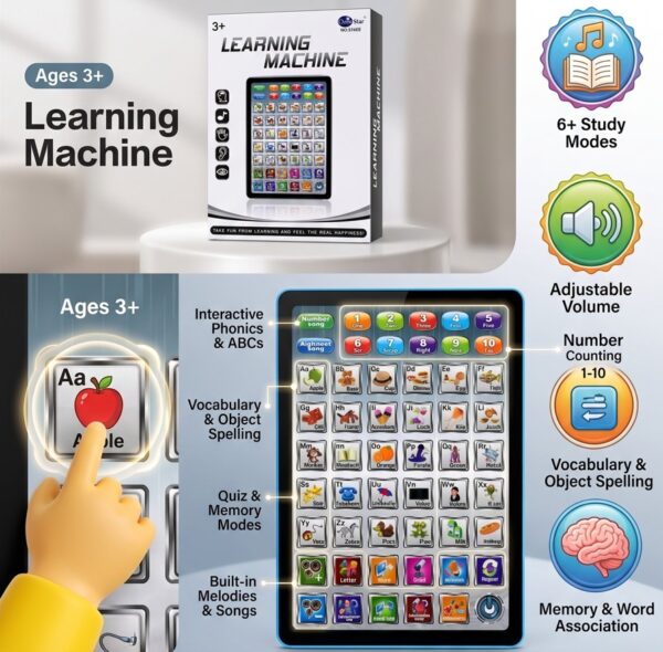 learning-machine-feature-guide-04 Interactive Learning Machine for Kids – Alphabet, Numbers, Spelling, Maths & Songs (Ages 3+)