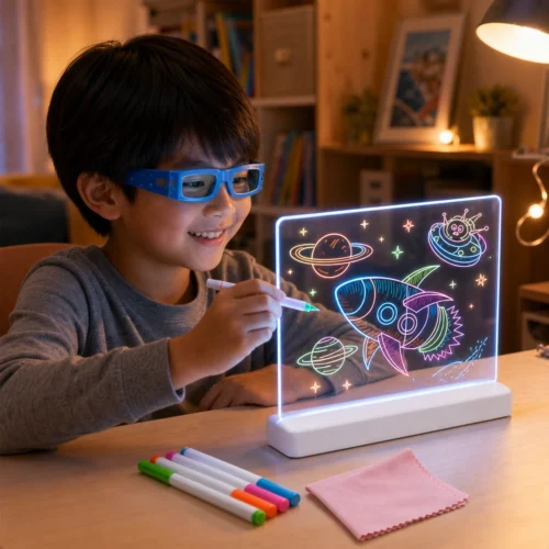 Magic 3D Drawing Board for Kids – LED Light-Up Reusable Art Kit