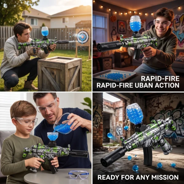 mark MP5 Rechargeable Gel Blaster Toy Set – Green Graffiti Edition