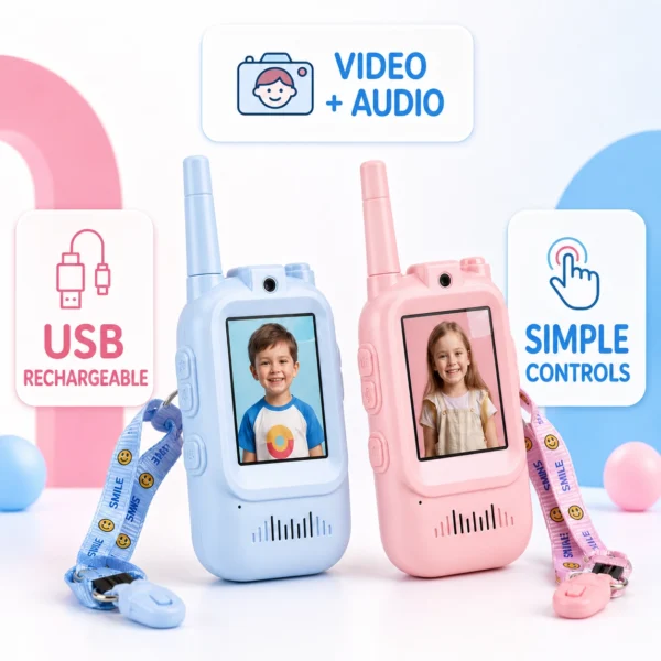 marketing-02-key-features Kids Video Walkie-Talkie Set with 2.4-Inch Color Screens – Blue & Pink