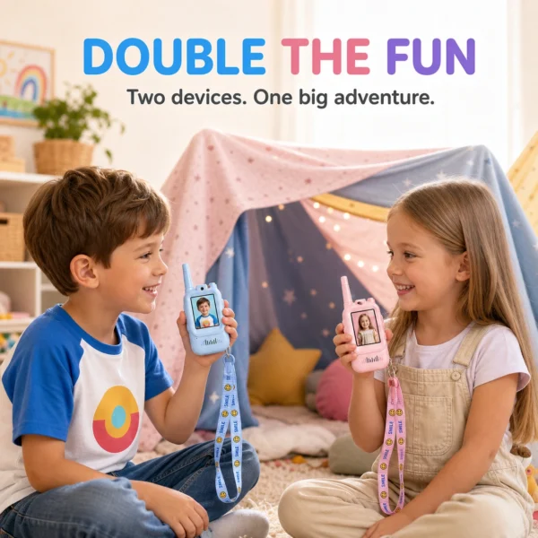 marketing-04-lifestyle Kids Video Walkie-Talkie Set with 2.4-Inch Color Screens – Blue & Pink