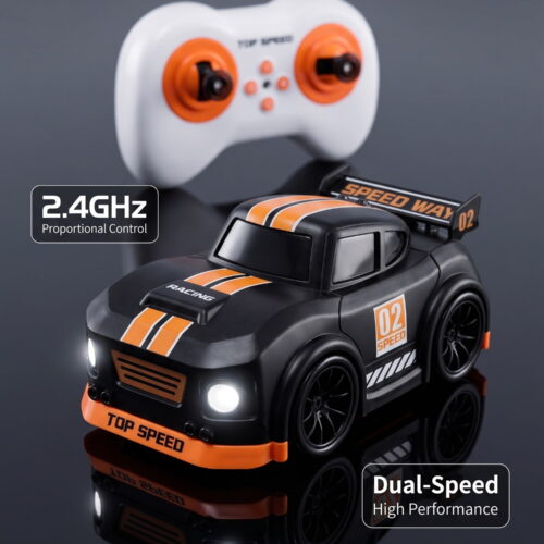 Mini Induction RC Racing Car – Remote Control, Follow & Escape Modes (Black & Orange)