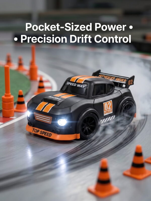 Mini Induction RC Racing Car – Remote Control, Follow & Escape Modes (Black & Orange)
