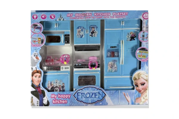 Modern 3-Piece Pretend Kitchen Playset with Accessories – Pink & Blue