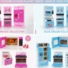 Modern 3-Piece Pretend Kitchen Playset with Accessories – Pink & Blue
