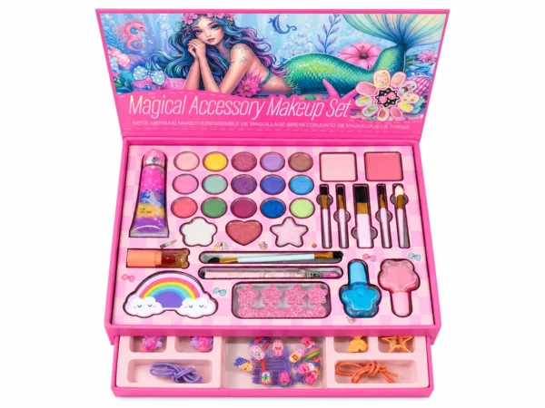 pink-mermaid-makeup-kit-open-tray Magical Mermaid Makeup & Accessory Gift Set – Pink
