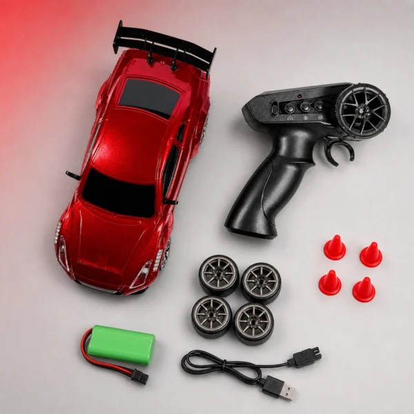 4WD 2.4GHz Rechargeable RC Drift Racing Car with LED Lights