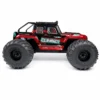 Right-side image: Right-side view of red Wild Drive RC Monster Climber Truck