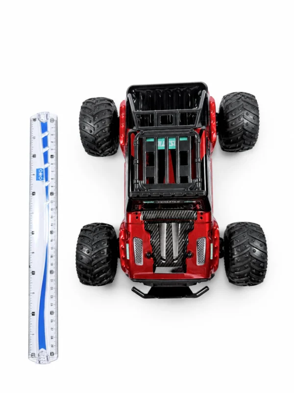 Size image: 1:18 Wild Drive RC Monster Climber Truck beside measurement ruler
