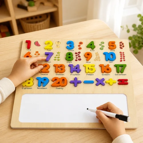 Wooden Numbers 1–20 Puzzle & Reusable Writing Board