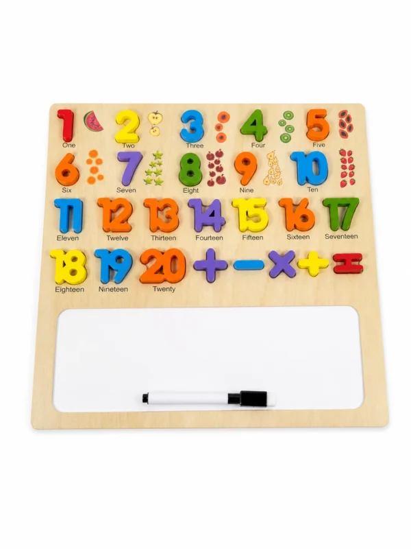 Wooden Numbers 1–20 Puzzle & Reusable Writing Board