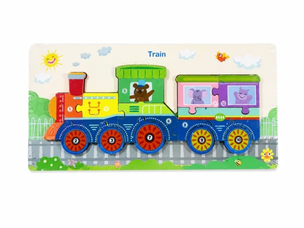 wooden-number-puzzle-train Wooden Number Puzzle Set – Monkey, Train, Moray Dragon & Pterosaur