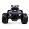 Yile High Speed Storm 1:14 RC Off-Road Racer in Blue Yile High Speed Storm 1:14 RC truck in blue and black, front view showing the roof light bar, bull bar and oversized off-road tyres