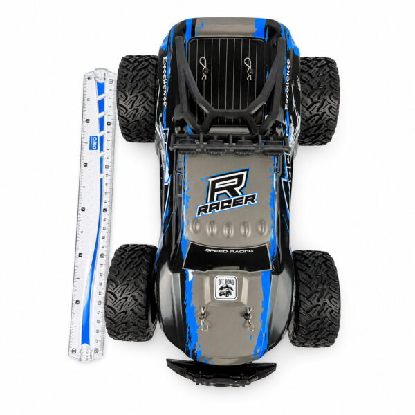 Yile Storm RC Truck - 1:14 Scale Size Reference Top view of the Yile Storm RC truck beside a 30 cm ruler showing its 1:14 scale size